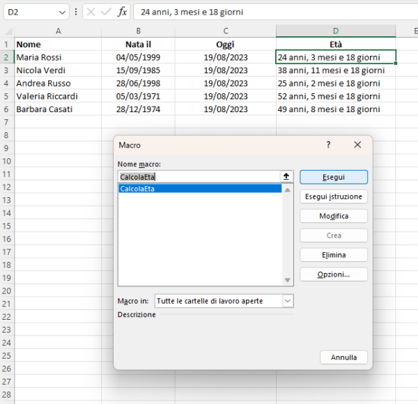 Modi Per Calcolare L Et In Microsoft Excel Excel Academy