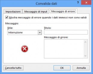 Personalizzare il messaggio di errore