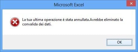 Messaggio per l'annullamento dell'ultima azione