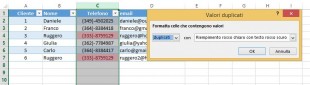 Applicare un formato preimpostato ai valori duplicati