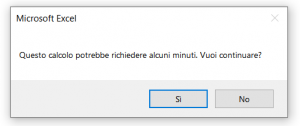 Esempio di una finestra di messaggio Si/No prodotta dalla funzione MsgBox